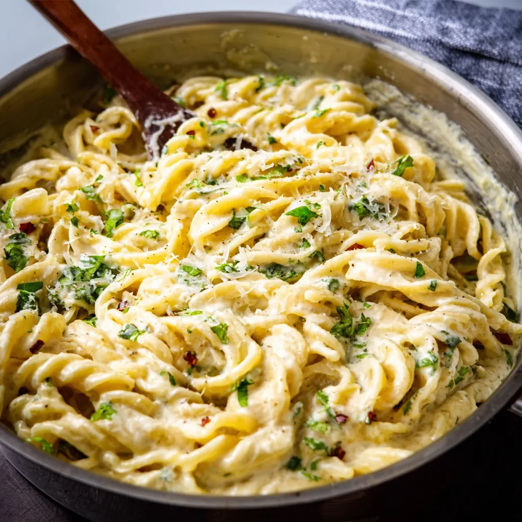CREAMY GARLIC PASTA EASY DINNER