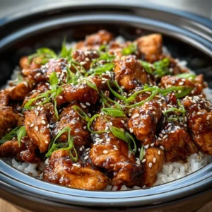 Delicious Crockpot Teriyaki Chicken ready to serve, slow-cooked to perfection.