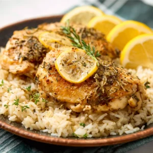EASY SLOW COOKER LEMON HERB CHICKEN AND RICE 2 Slow Cooker Lemon Herb Chicken And Rice is a delicious and easy one-pot meal perfect for a weeknight dinner.