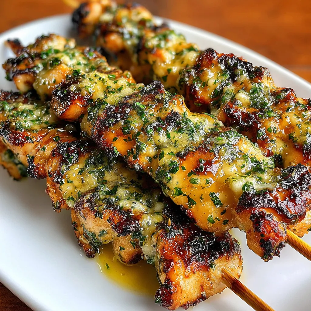 GRILLED RANCH GARLIC PARMESAN CHICKEN SKEWERS BBQ 1 Grilled Ranch Garlic Parmesan Chicken Skewers ready to eat.