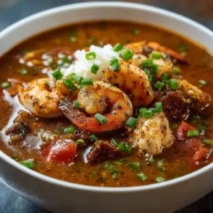 LOUISIANA SEAFOOD GUMBO ULTIMATE RECIPE 2 A steaming bowl of Louisiana Seafood Gumbo, filled with shrimp, crab, and okra, showcases the rich flavors of Louisiana cuisine.
