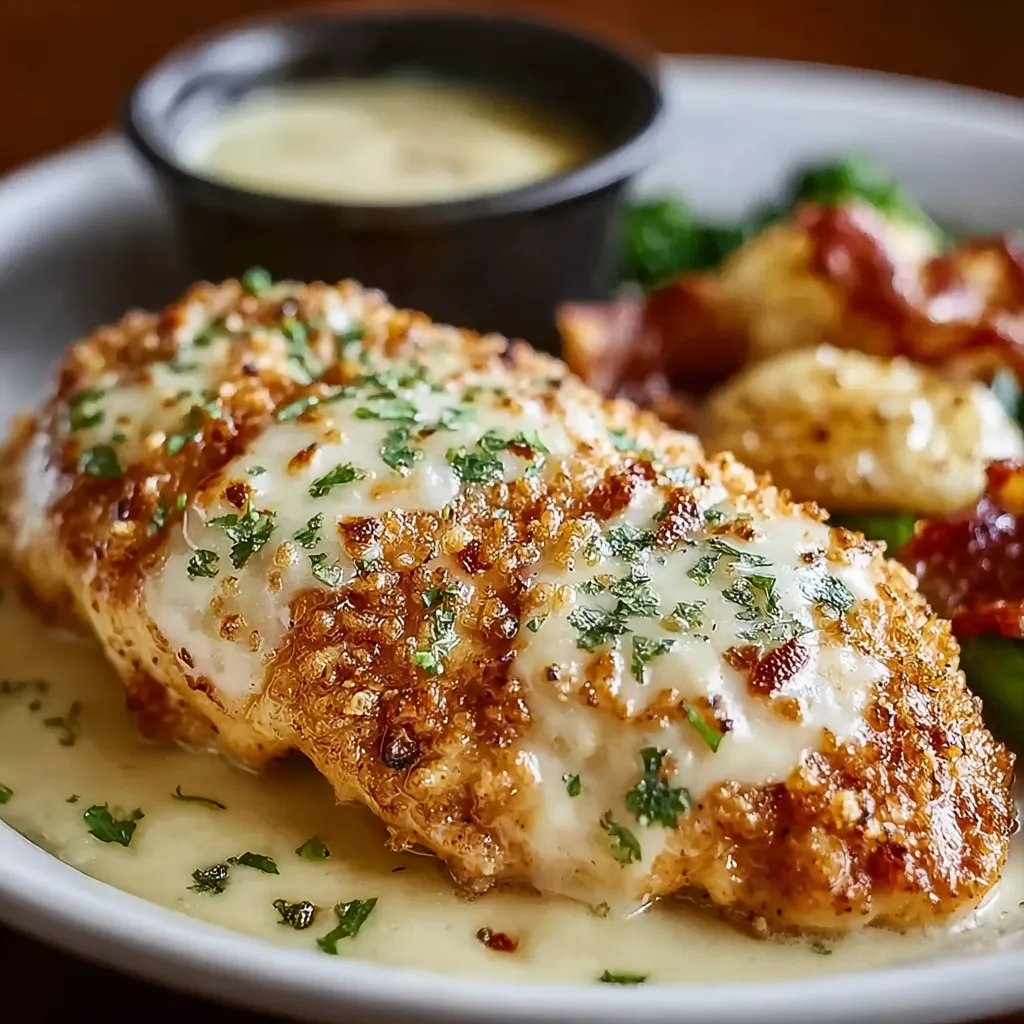 PARMESAN CHICKEN EASY DINNER 1 Close-up of delicious, golden-brown Parmesan Chicken, ready to be served.