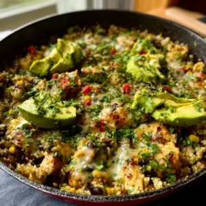 SALSA VERDE CHICKEN AND RICE EASY 2 Close-up of flavorful Salsa Verde Chicken And Rice, showcasing its vibrant green sauce and fluffy rice.