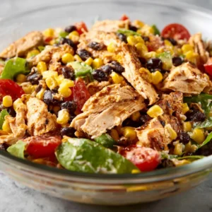 ULTIMATE SOUTHWEST CHICKEN SALAD 2 A vibrant Southwest Chicken Salad is shown as the featured image, showcasing colorful ingredients like grilled chicken, corn, black beans, and a creamy dressing.