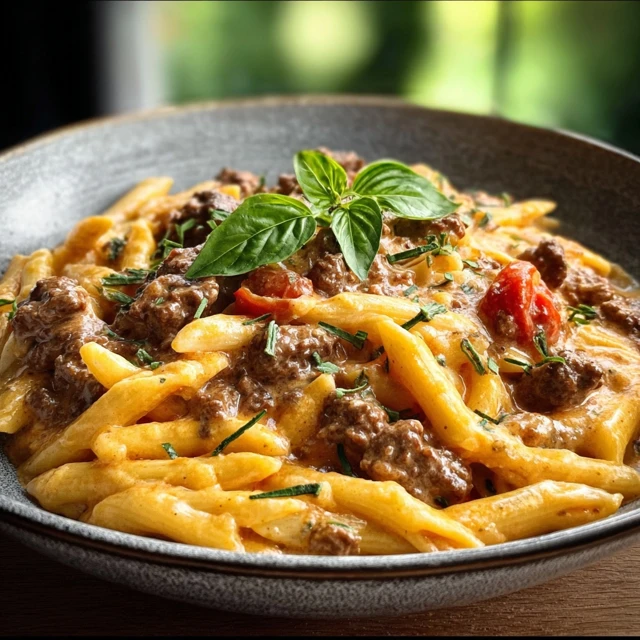 Creamy High Protein Beef Pasta Recipe