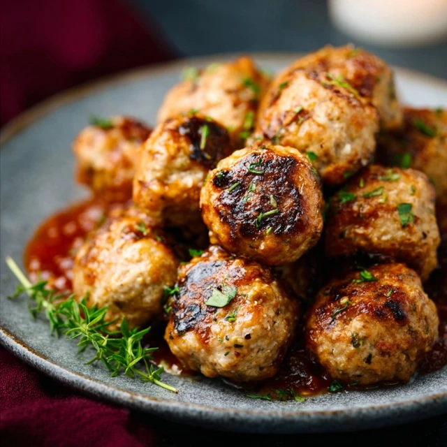 Delicious Honey Garlic Turkey Meatballs glistening with sauce, ready to eat.