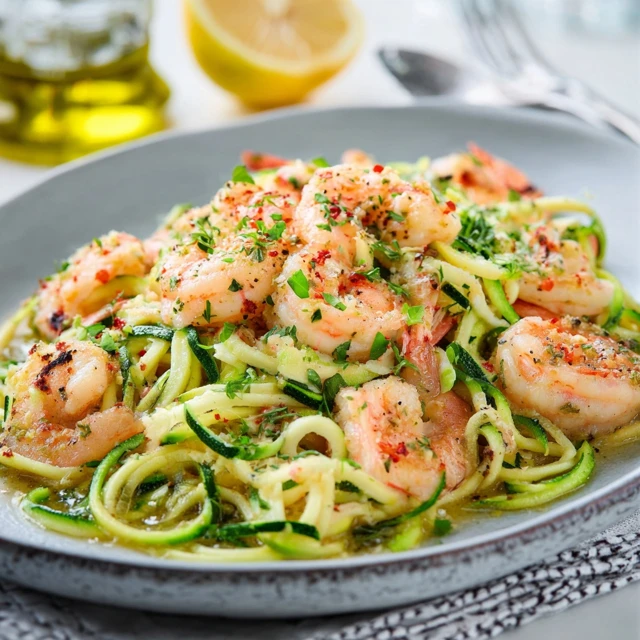 LEMON GARLIC SHRIMP SCAMPI WITH ZUCCHINI NOODLES 4 Shrimp Scampi with Zucchini Noodles Recipe