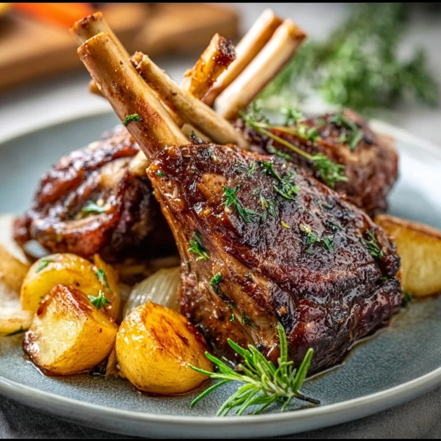 SHOWSTOPPER GARLIC HERB ROASTED LAMB SHANK 4 Garlic Herb Roasted Lamb Shank Recipe