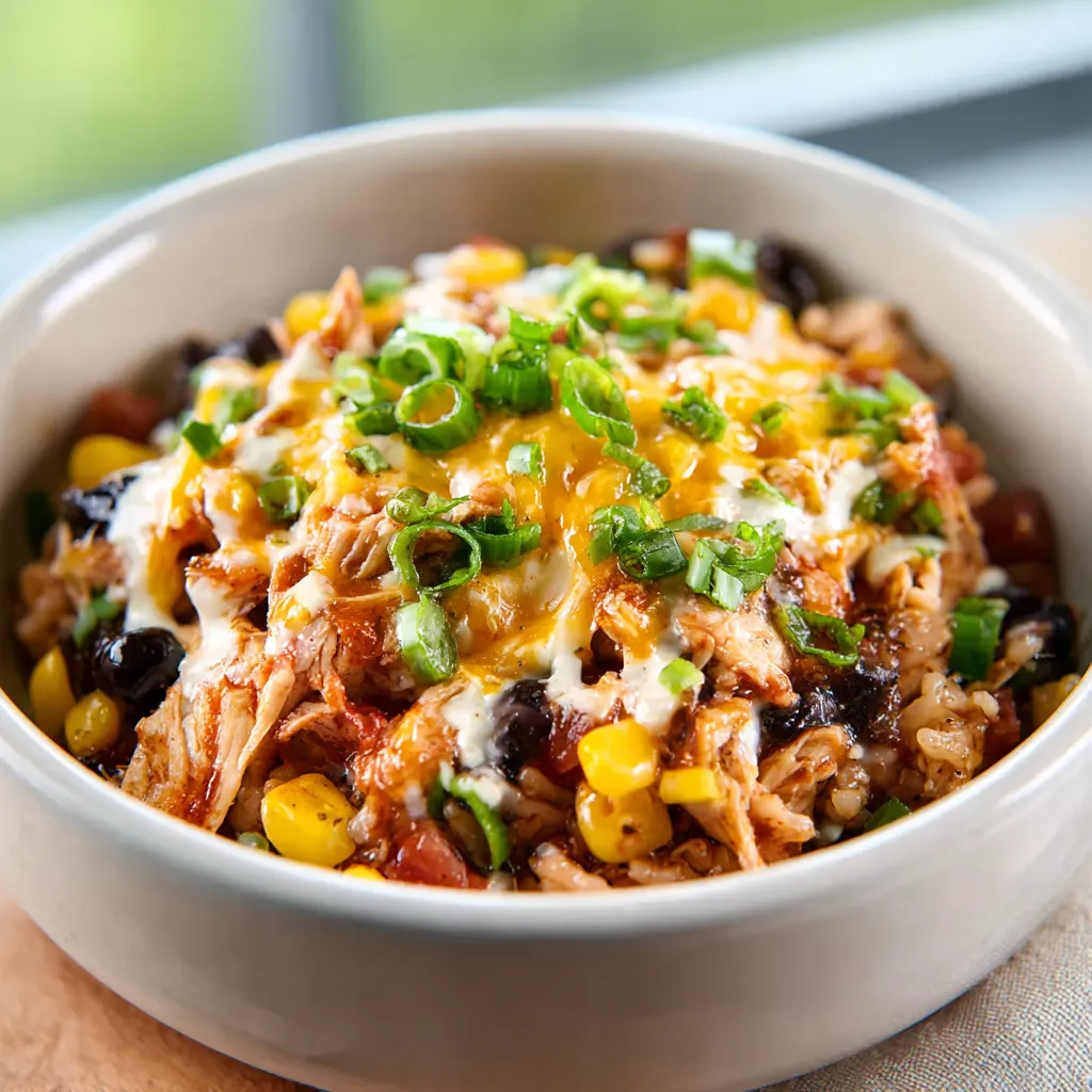 SLOW COOKED ZESTY CHICKEN BURRITO BOWL 4 Chicken Burrito Bowl Recipe