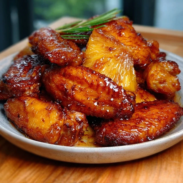 SUN KISSED PINEAPPLE GLAZED CHICKEN WINGS 4 Pineapple Glazed Chicken Wings Recipe