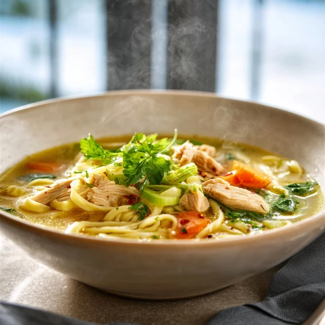 SUNSHINE GINGER GARLIC CHICKEN NOODLE SOUP 4 Ginger Garlic Chicken Noodle Soup Recipe