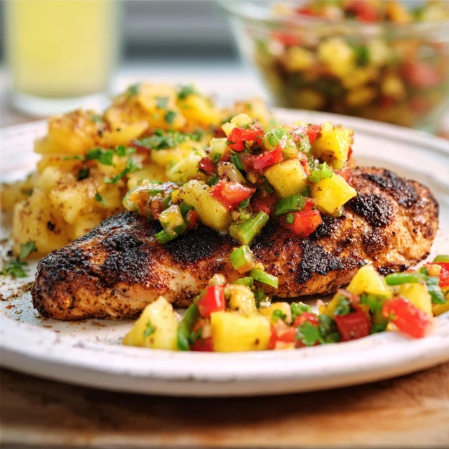 SUNSHINE GRILLED CHICKEN WITH PINEAPPLE SALSA 4 Grilled Chicken with Pineapple Salsa Recipe