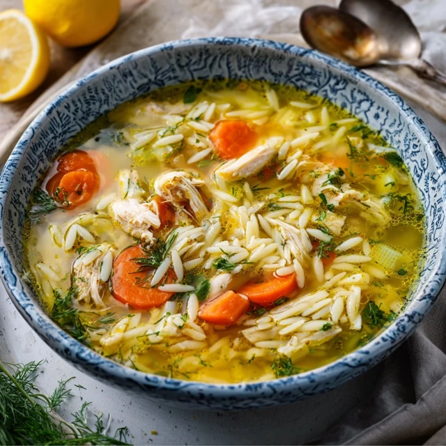 SUNSHINE LEMON CHICKEN ORZO SOUP BOWL 4 Lemon Chicken Orzo Soup Recipe