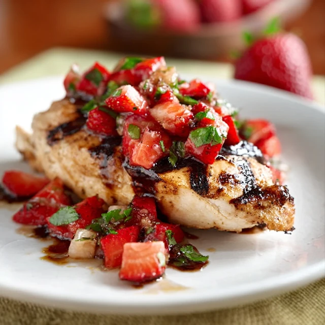 THAT GRILLED CHICKEN WITH STRAWBERRY BALSAMIC SALSA 4 Grilled Chicken with Strawberry Balsamic Salsa Recipe
