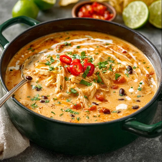 THE DREAMIEST CREAMY CHICKEN ENCHILADA SOUP 4 Creamy Chicken Enchilada Soup Recipe