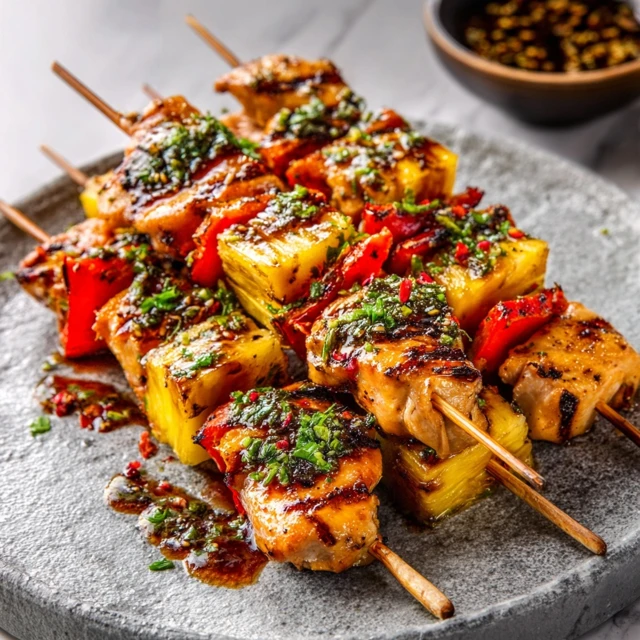 YOUR FAVORITE GRILLED PINEAPPLE CHICKEN SKEWERS 4 Grilled Pineapple Chicken Skewers Recipe