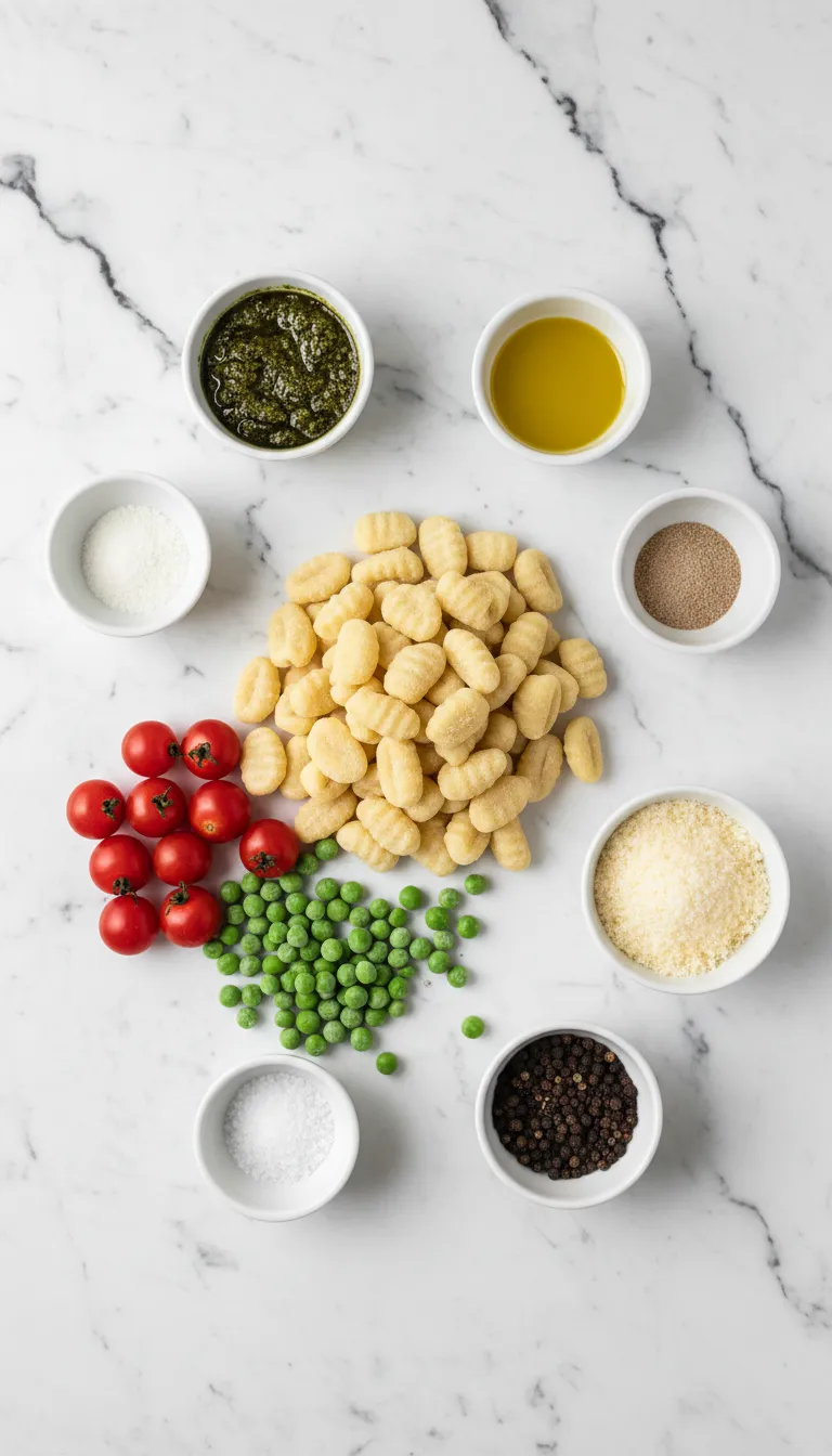 CRISPY SHEET PAN GNOCCHI WITH PESTO AND PEAS 2 Sheet Pan Gnocchi with Pesto and Peas Ingredients