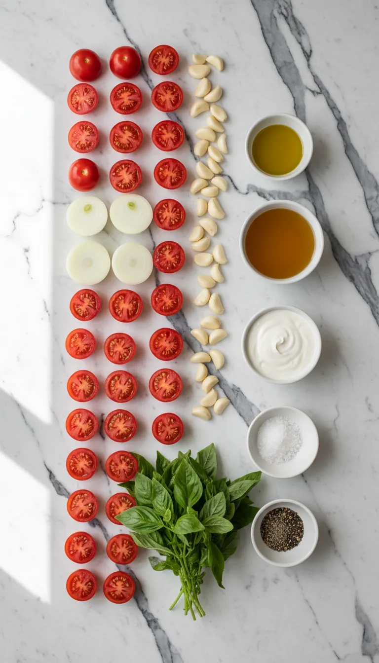 DREAMY AIR FRYER ROASTED TOMATO AND BASIL SOUP 2 Air Fryer Roasted Tomato and Basil Soup Ingredients