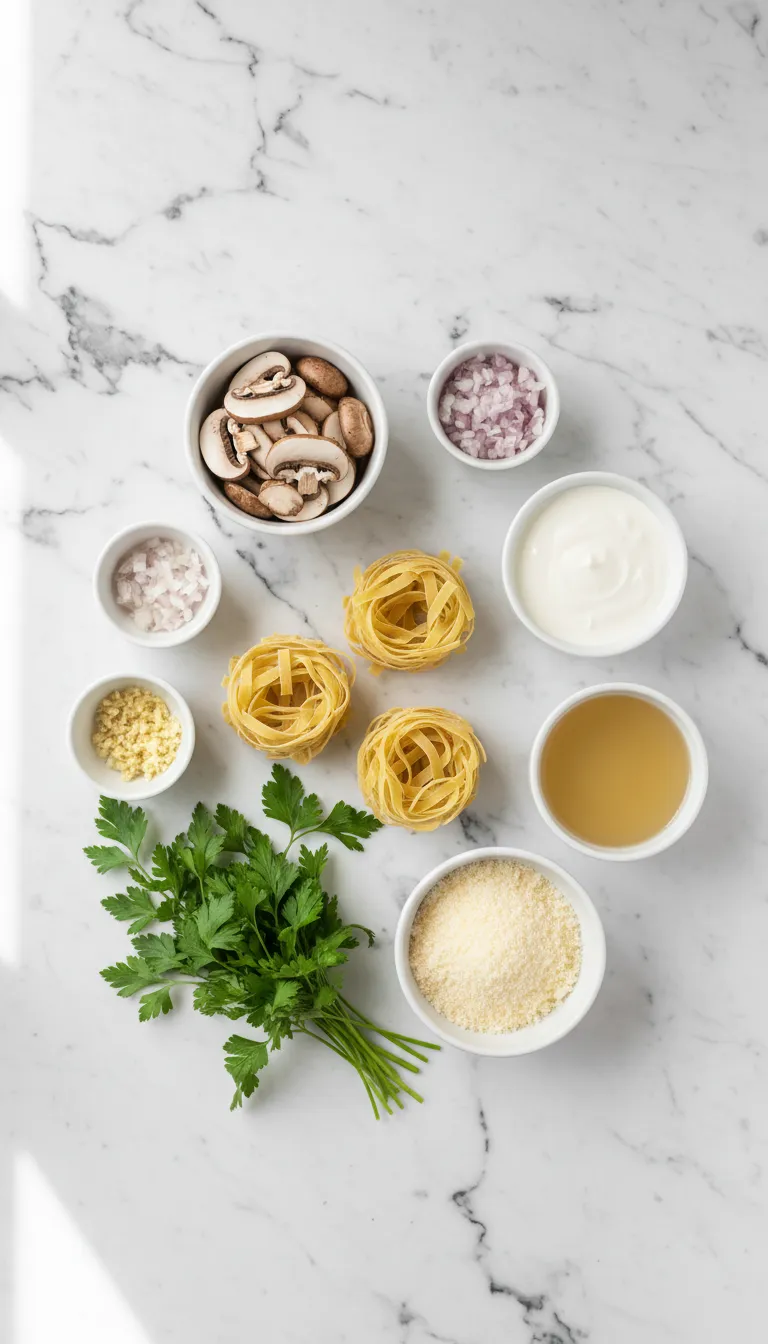 FOOLPROOF CREAMY GARLIC MUSHROOM PASTA 2 Creamy Garlic Mushroom Pasta Ingredients