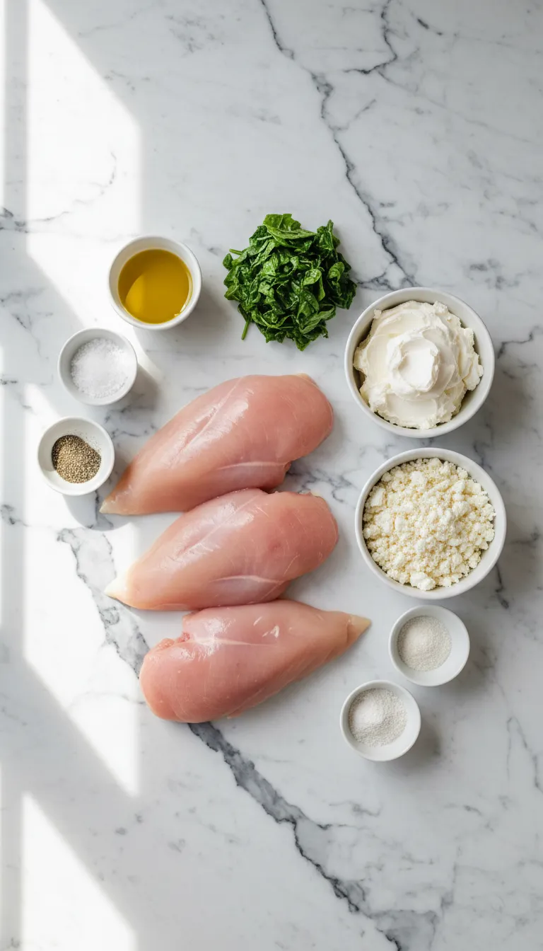 HEAVENLY KETO SPINACH AND FETA STUFFED CHICKEN 2 Keto Spinach and Feta Stuffed Chicken Ingredients