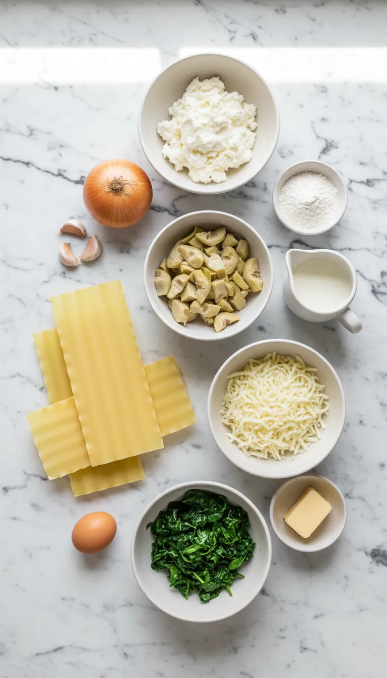 INSANELY GOOD WHITE ARTICHOKE AND SPINACH LASAGNA 2 White Artichoke and Spinach Lasagna Ingredients