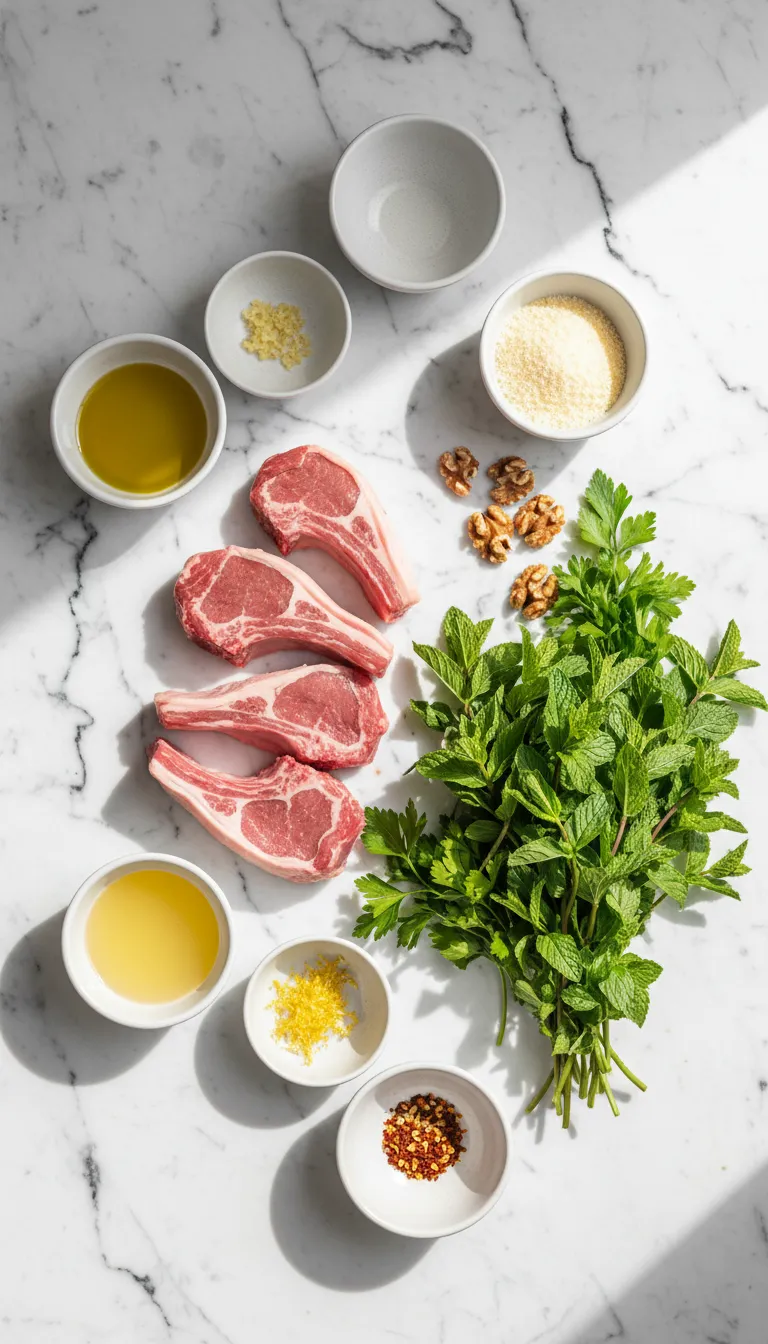 NEXT LEVEL LAMB CHOPS WITH MINT PESTO 2 Lamb Chops with Mint Pesto Ingredients