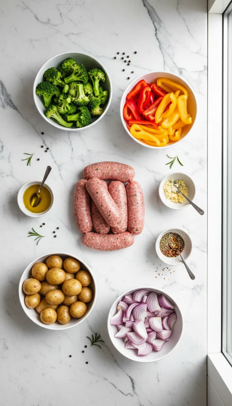 NEXT LEVEL SHEET PAN SAUSAGE AND VEGGIES 2 Sheet Pan Sausage and Veggies Ingredients