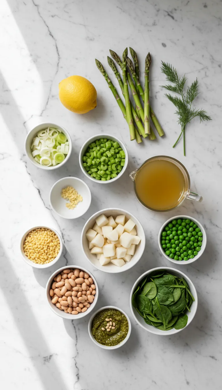 SPRING MINESTRONE VERDE GREEN GODDESS SOUP 2 Spring Minestrone Verde Ingredients