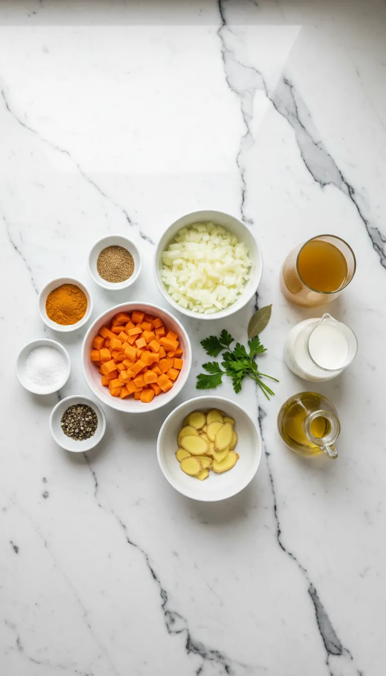 SWEET AND SPICY ROASTED CARROT GINGER SOUP 2 Roasted Carrot Ginger Soup Ingredients