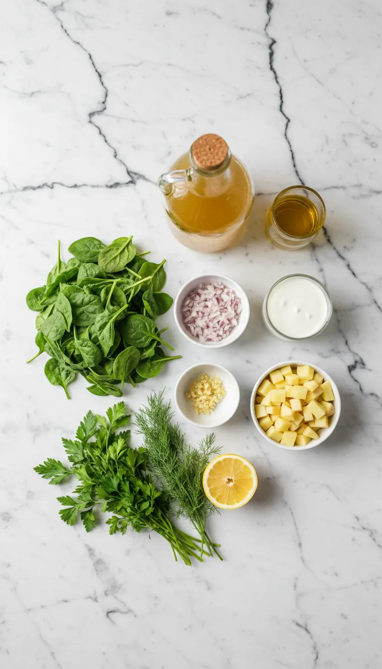 VIBRANT GARLIC HERB SPINACH SOUP 2 Garlic Herb Spinach Soup Ingredients