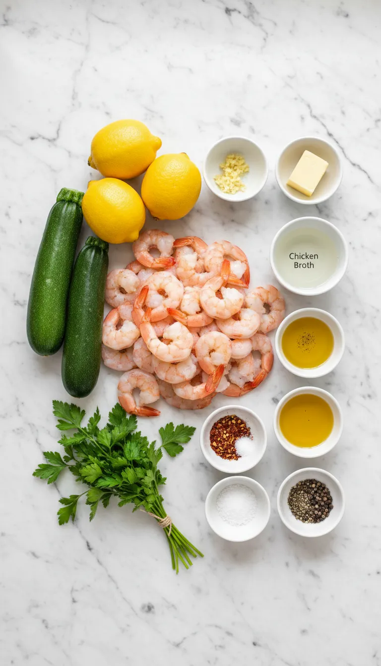 VIBRANT LEMON BUTTER SHRIMP WITH ZUCCHINI NOODLES 2 Lemon Butter Shrimp with Zucchini Noodles Ingredients