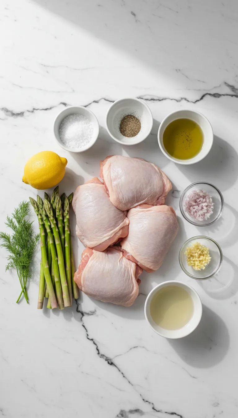 VIBRANT SKILLET CHICKEN THIGHS WITH SPRING GREENS 2 Skillet Chicken Thighs with Spring Greens Ingredients