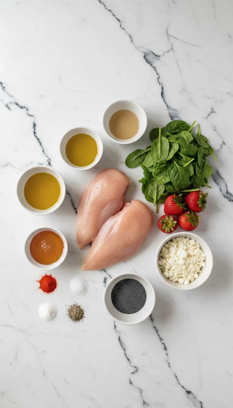 VIBRANT STRAWBERRY SPINACH SALAD WITH GRILLED CHICKEN 2 Strawberry Spinach Salad with Grilled Chicken Ingredients