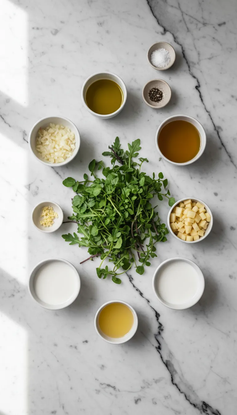 ZESTY GREEN WATERCRESS AND ARUGULA SOUP 2 Watercress and Arugula Soup Ingredients