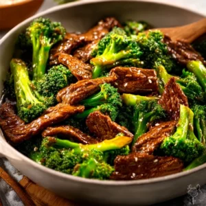 A vibrant bowl of Beef and Broccoli Stir-Fry with tender beef slices and crisp florets in a savory sauce.