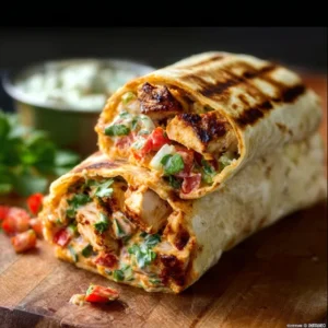 CHIPOTLE RANCH GRILLED CHICKEN BURRITO PERFECTION 2 Delicious Chipotle Ranch Grilled Chicken Burrito ready to eat.