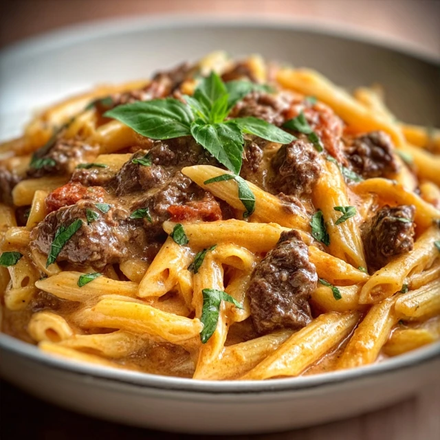 GAME CHANGER CREAMY HIGH PROTEIN BEEF PASTA