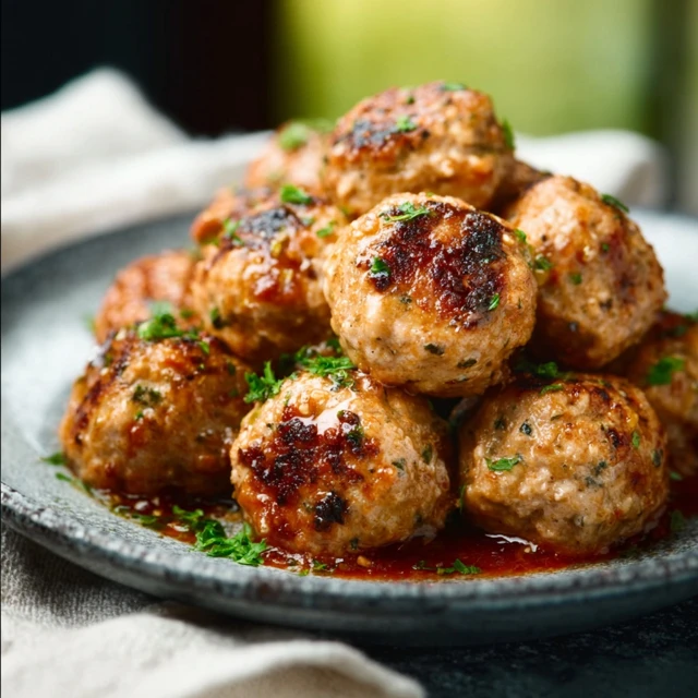 HONEY GARLIC TURKEY MEATBALLS ZESTY DELIGHT 1 Delicious Honey Garlic Turkey Meatballs, ready to eat.