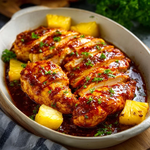 INSANELY GOOD BAKED PINEAPPLE BBQ CHICKEN BREASTS