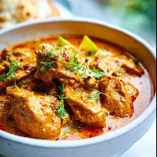 LIFE CHANGING INSTANT POT BUTTER CHICKEN 1 A delicious bowl of Instant Pot Butter Chicken served with fresh cilantro and a side of naan bread.