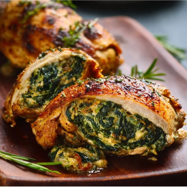SPINACH STUFFED CHICKEN BREASTS LOW CARB 1 Delicious Spinach Stuffed Chicken Breasts ready to bake for a healthy and flavorful dinner.