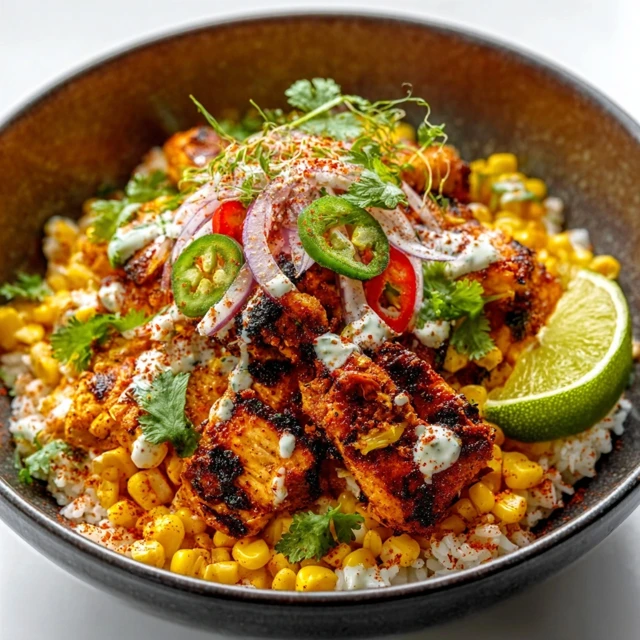 STREET CORN CHICKEN RICE BOWL ZESTY 1 Delicious Street Corn Chicken Rice Bowl with grilled chicken, corn, and flavorful toppings.
