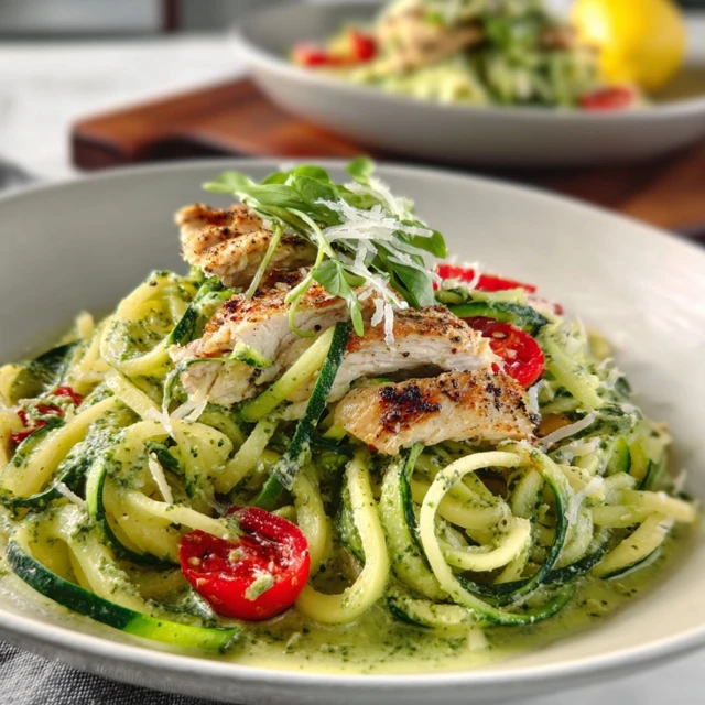 VIBRANT ZUCCHINI NOODLES WITH PESTO & CHICKEN