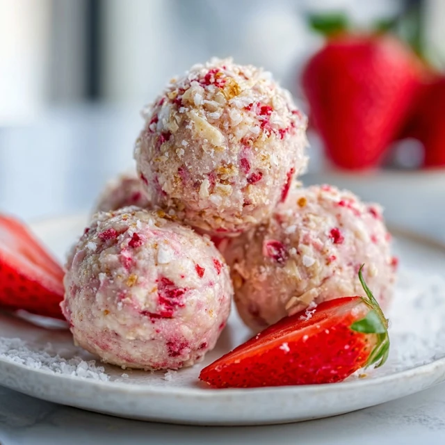 CREAMY DREAMY STRAWBERRY CHEESECAKE PROTEIN BALLS 4 Strawberry Cheesecake Protein Balls Recipe