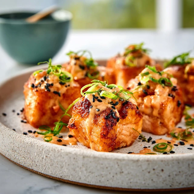 CRISPY BAKED SALMON BITES WITH BANG BANG SAUCE 4 Baked Salmon Bites with Bang Bang Sauce Recipe
