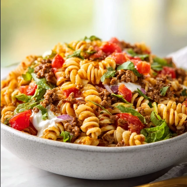 Ground Beef Taco Pasta Salad Recipe