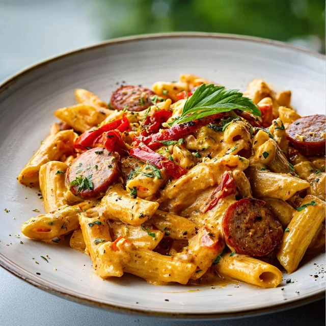 FIERY CREAMY CAJUN SAUSAGE PASTA MAGIC 4 Cajun Sausage Pasta Recipe