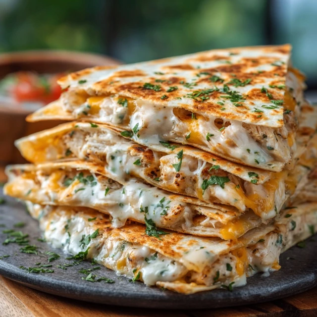 GAME CHANGER HIGH-PROTEIN CHICKEN RANCH QUESADILLA 4 High-Protein Chicken Ranch Quesadilla Recipe