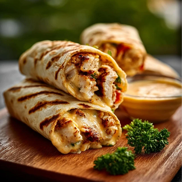 NEXT LEVEL CHEESY GARLIC CHICKEN WRAPS 4 Cheesy Garlic Chicken Wraps Recipe