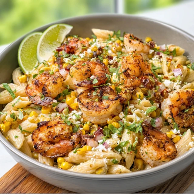 Shrimp Elote Pasta Salad Recipe